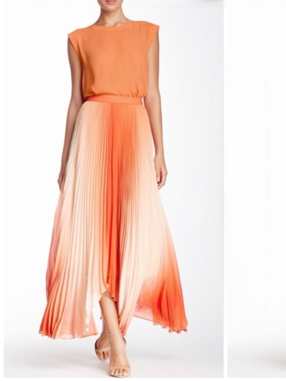 Alice + Olivia Norris Ombré Pleat Sunburst Skirt